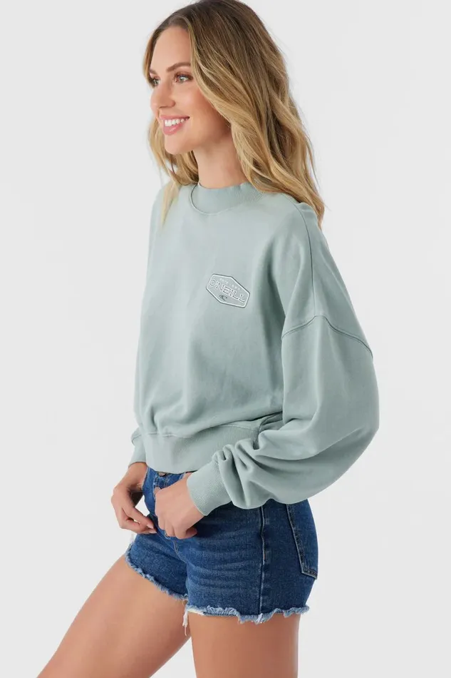 MOMENT CREW NECK CROPPED FLEECE Silver Blue Women O039NEILL Collections