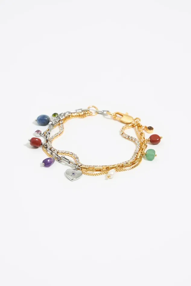 Multilayer Stones And Crystals Bracelet Gold Women Bimba Y Lola Jewelry