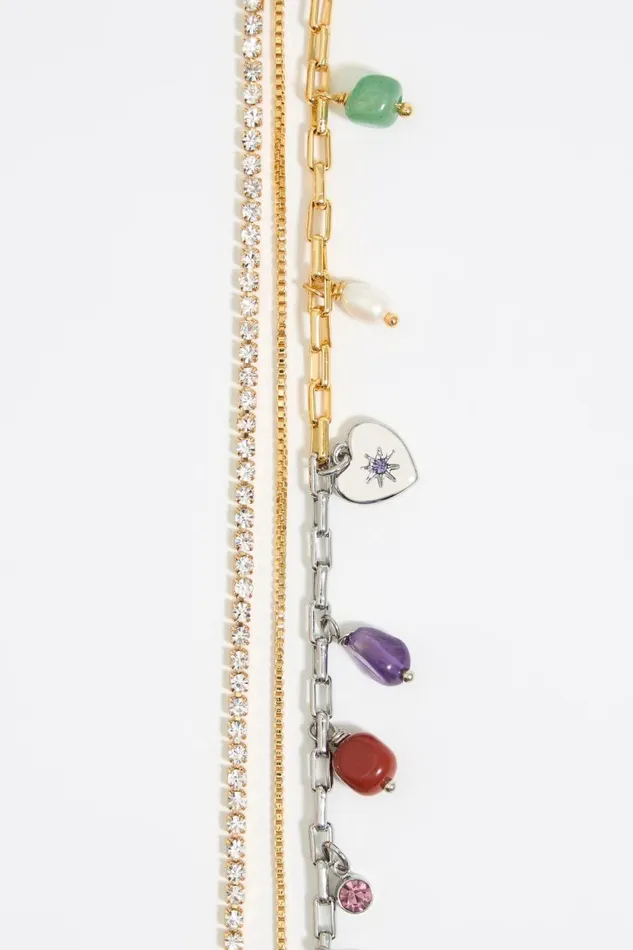 Multilayer Stones And Crystals Bracelet Gold Women Bimba Y Lola Jewelry