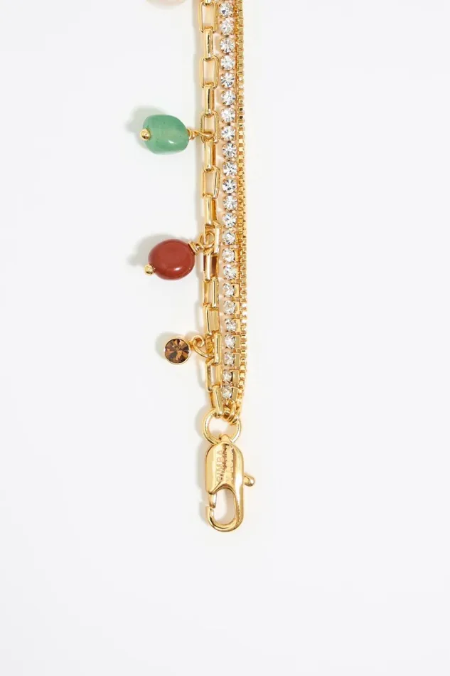Multilayer Stones And Crystals Bracelet Gold Women Bimba Y Lola Jewelry