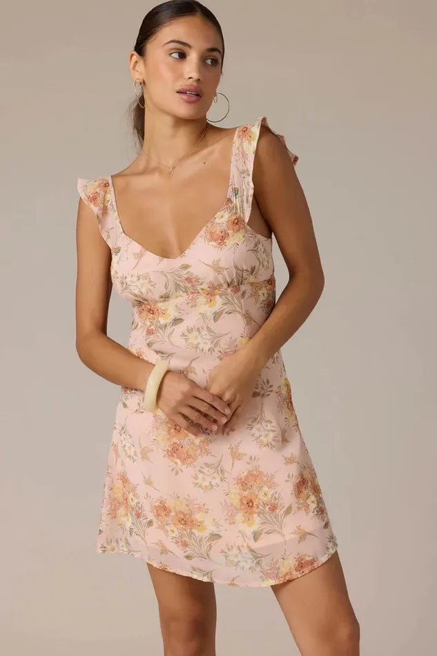 NELLIE CHIFFON RUFFLE SLEEVE DRESS Rose Dust Women O039NEILL Clothing
