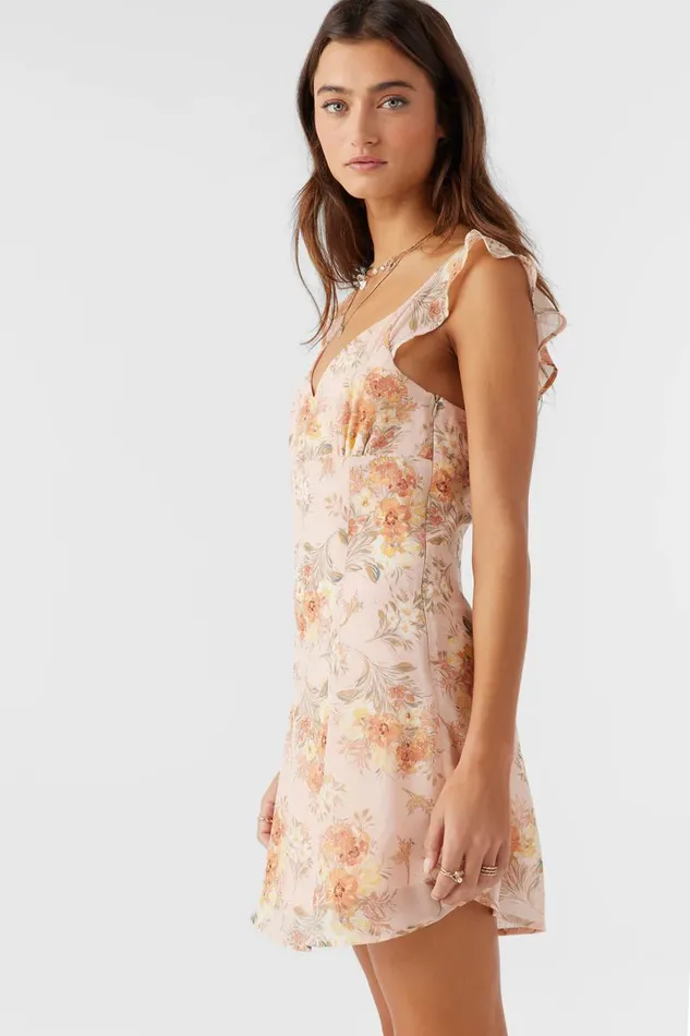 NELLIE CHIFFON RUFFLE SLEEVE DRESS Rose Dust Women O039NEILL Clothing