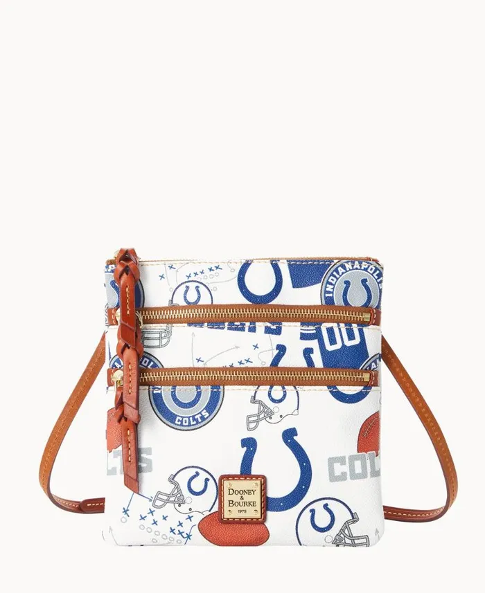 NFL Colts N S Triple Zip Crossbody Colts Woman Dooney and Bourke Crossbodies