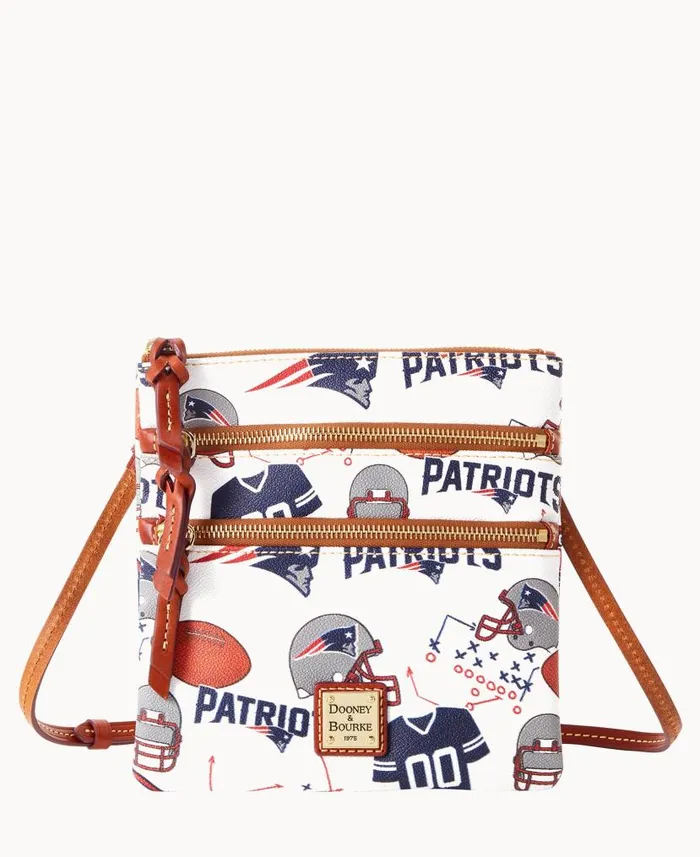 NFL Patriots N S Triple Zip Crossbody Patriots Woman Dooney and Bourke Crossbodies NFL Patriots N S Triple Zip Crossbody Patriots Woman Dooney and Bourke Crossbodies