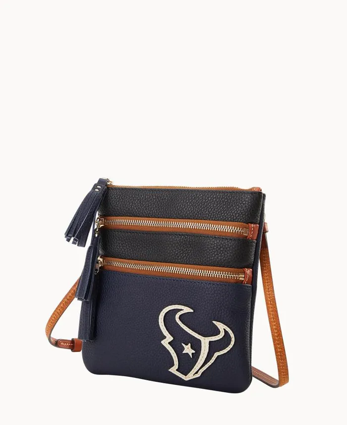 NFL Texans Triple Zip Crossbody Texans Woman Dooney and Bourke Crossbodies