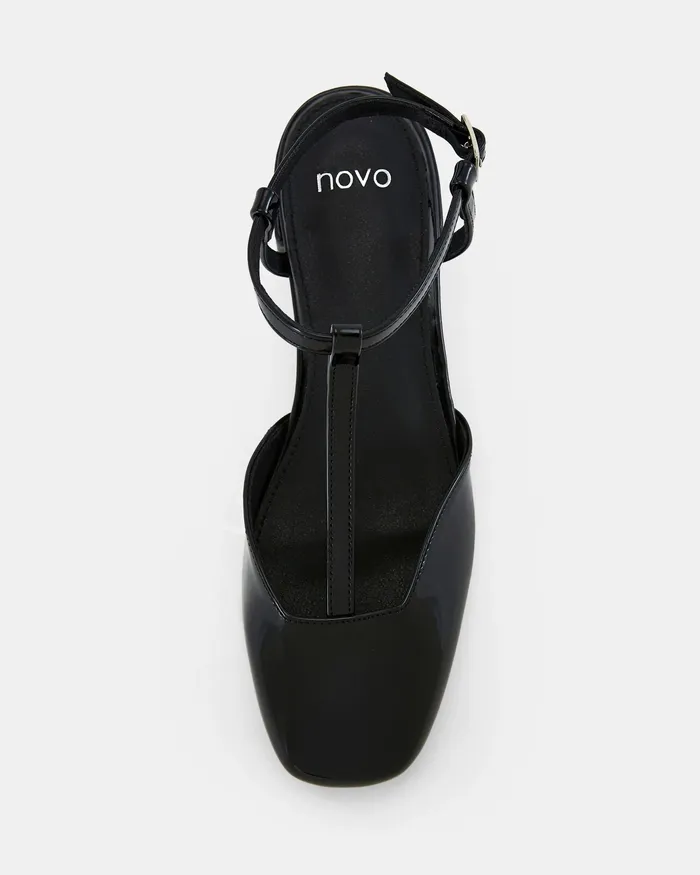 NOVO Shoes Casuals Women CASERTA Black Patent Ballet Flats