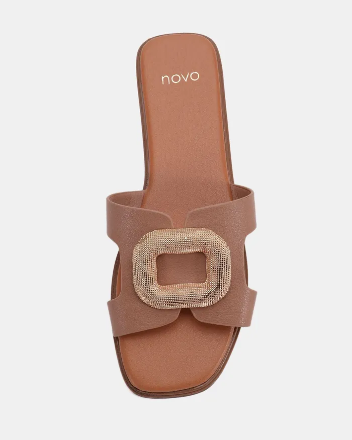 NOVO Shoes Flat Sandals Women RAYA NUDE Sandals