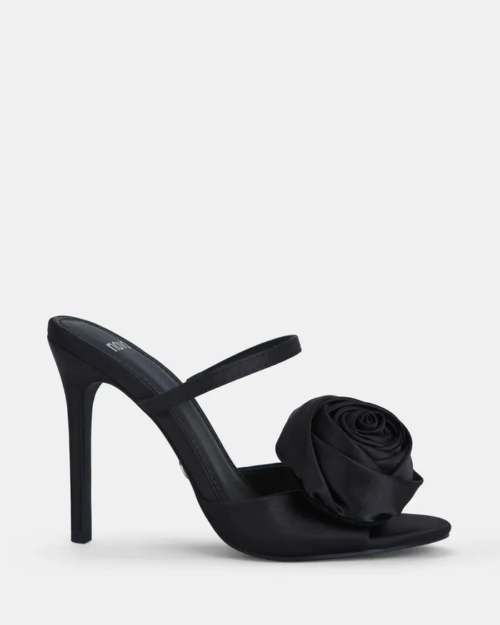 NOVO Shoes Party Women LADYBUG BLACK Open Toe Heels