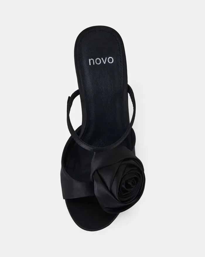 NOVO Shoes Party Women LADYBUG BLACK Open Toe Heels