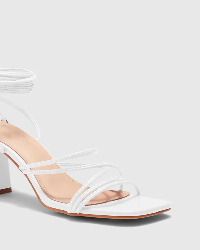 NOVO Shoes ULANY WHITE Women Block Heels NOVO Shoes ULANY WHITE Women Block Heels
