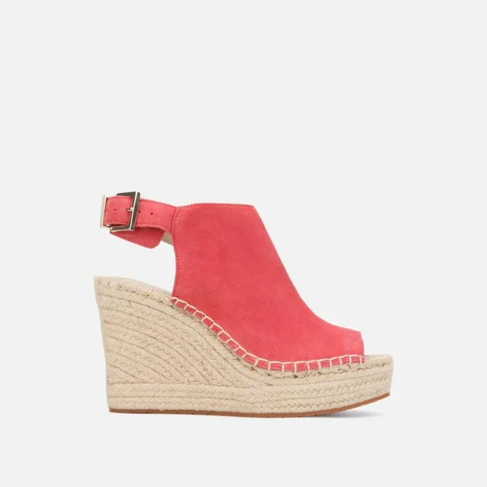 Olivia Suede Espadrille Wedge Coral Women Kenneth Cole Sandals