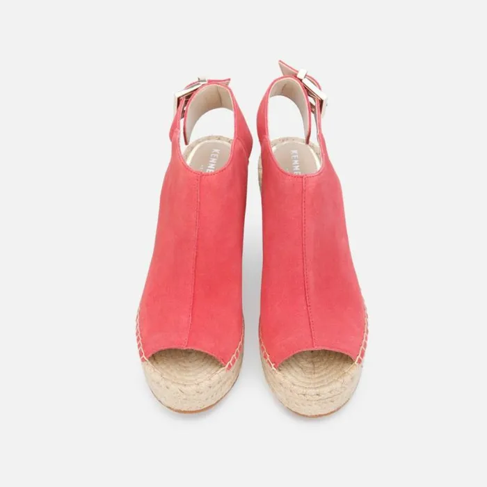Olivia Suede Espadrille Wedge Coral Women Kenneth Cole Sandals