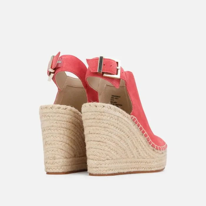 Olivia Suede Espadrille Wedge Coral Women Kenneth Cole Sandals