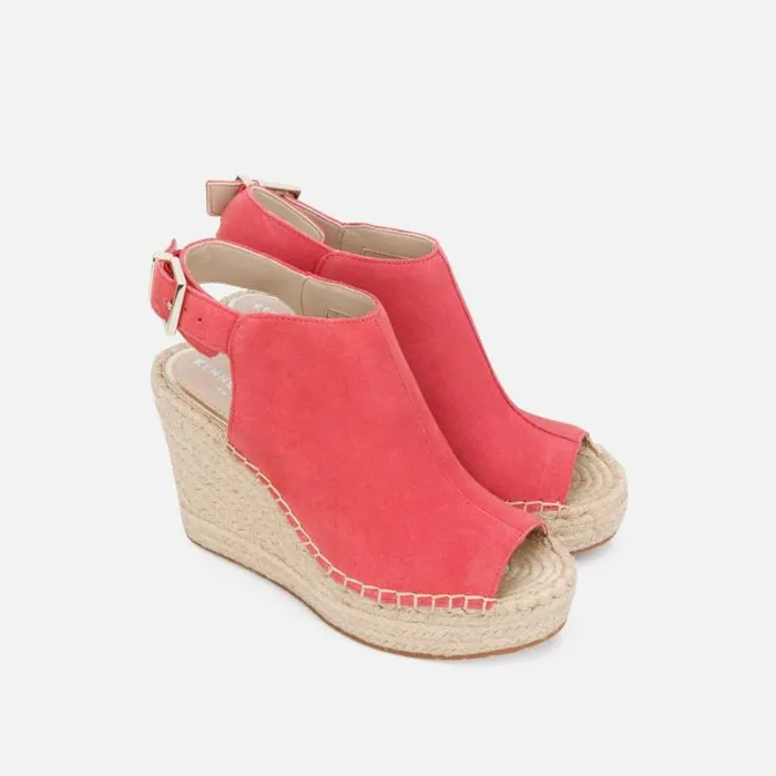 Olivia Suede Espadrille Wedge Coral Women Kenneth Cole Sandals