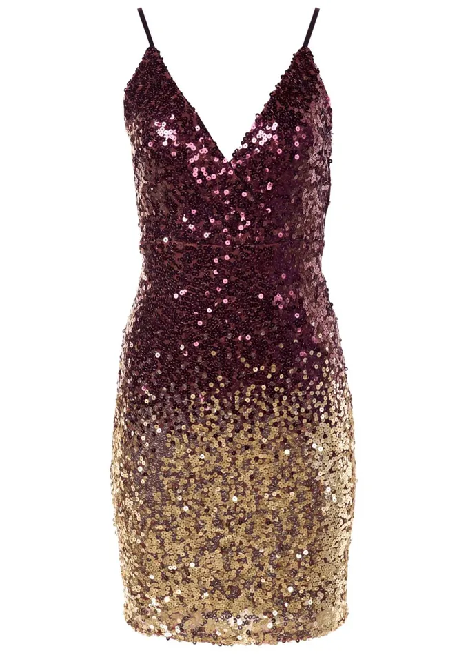 OMBRE SEQUIN MINI DRESS Berry Multi Women VENUS Short Dresses