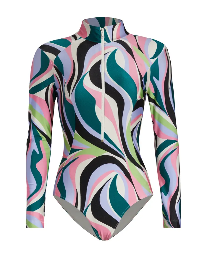 One Pieces Women PatBO DELOS ZIPFRONT RASHGUARD
