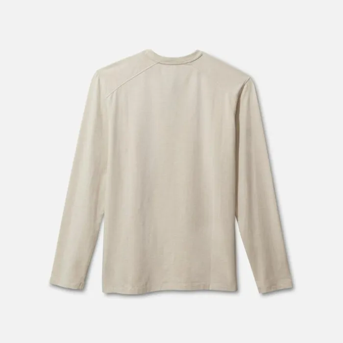 Organic Cotton Blend Long Sleeved Henley Tee Cream Melange Men Kenneth Cole TShirts Polos
