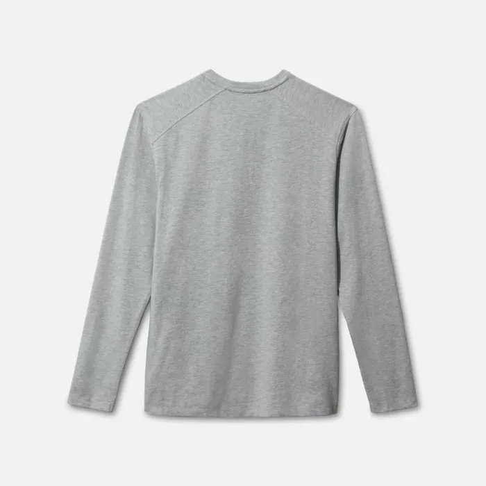 Organic Cotton Blend Long Sleeved Henley Tee Grey Melange Men Kenneth Cole TShirts Polos