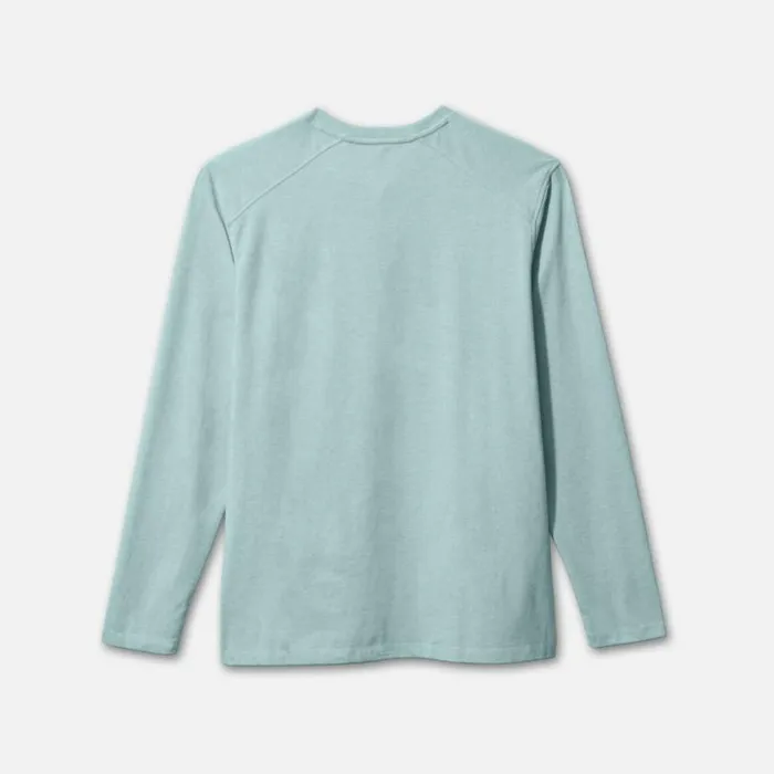 Organic Cotton Blend Long Sleeved Henley Tee Mint Melange Men Kenneth Cole TShirts Polos