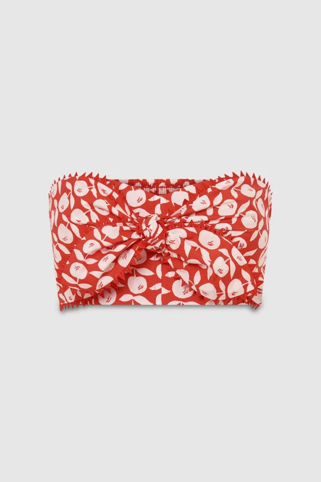 Oroton Apple Stamp Tie Top Poppy Women Tops Oroton Apple Stamp Tie Top Poppy Women Tops