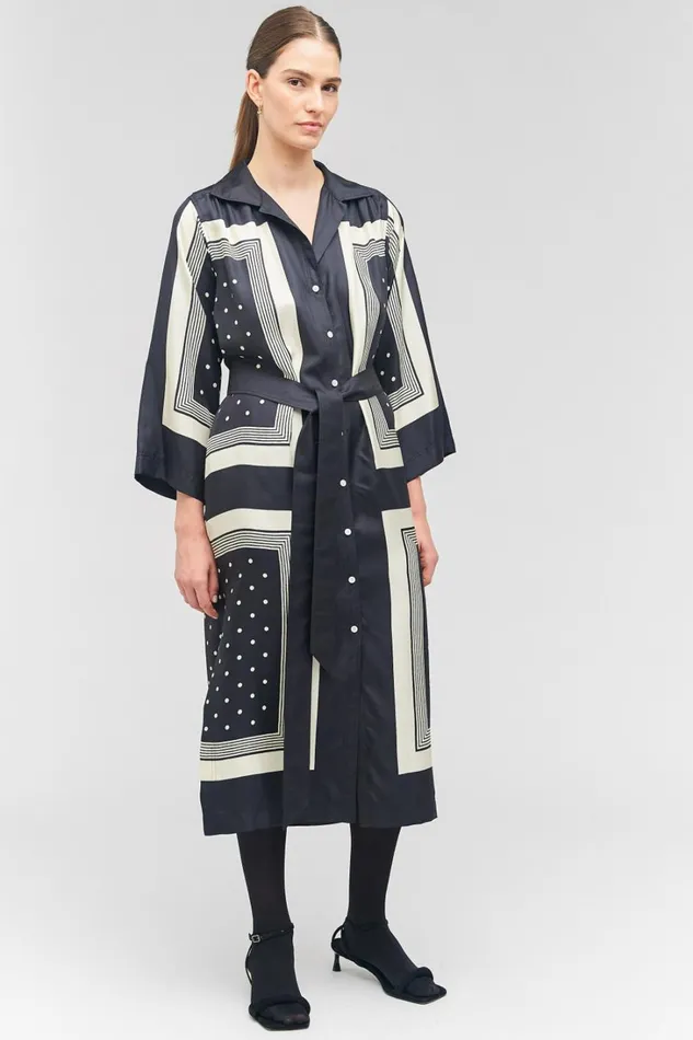 Oroton Bandana Print Dress Black Women Dresses Oroton Bandana Print Dress Black Women Dresses
