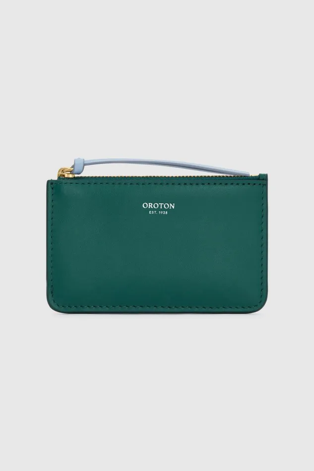 Oroton Eloise 4 Credit Card Mini Zip Pouch Studio Green Women Wallets