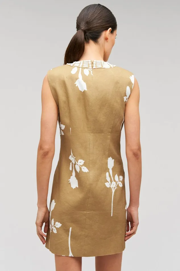 Oroton Embellished Rosebud Shift Dress Camel Women Dresses Oroton Embellished Rosebud Shift Dress Camel Women Dresses