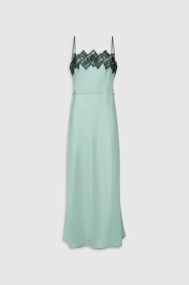 Oroton Fringe Lace Slip Dress Mint Ice Women Dresses