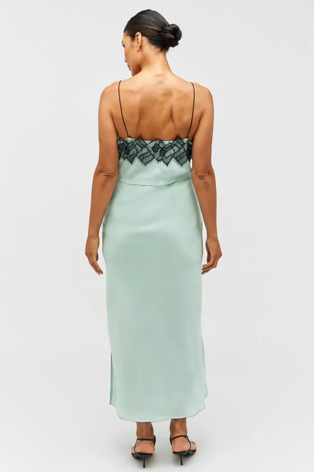 Oroton Fringe Lace Slip Dress Mint Ice Women Dresses