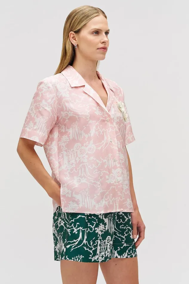 Oroton Garden Toile Embellished Camp Shirt Peony Women Tops Oroton Garden Toile Embellished Camp Shirt Peony Women Tops