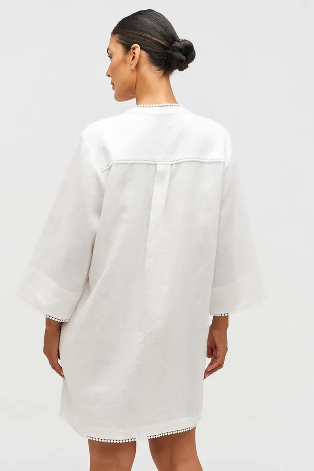 Oroton Hibiscus Embroidered Tunic Dress Antique White Women Dresses Oroton Hibiscus Embroidered Tunic Dress Antique White Women Dresses