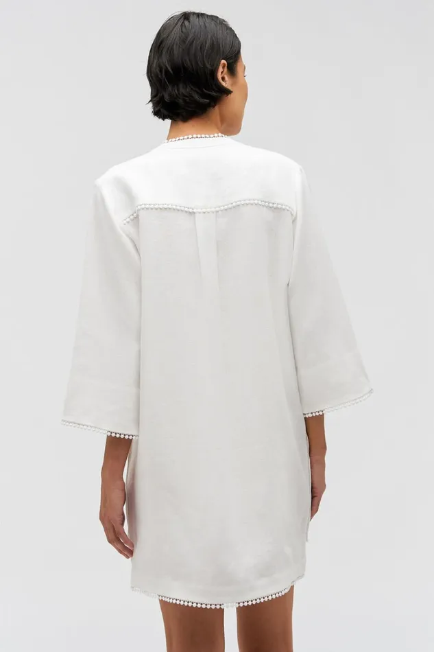 Oroton Hibiscus Embroidered Tunic Dress Antique White Women Dresses Oroton Hibiscus Embroidered Tunic Dress Antique White Women Dresses