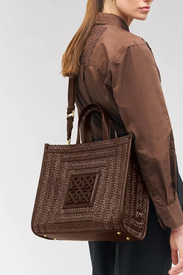Oroton Lane Straw Medium Tote Mahogany Women Totes Oroton Lane Straw Medium Tote Mahogany Women Totes