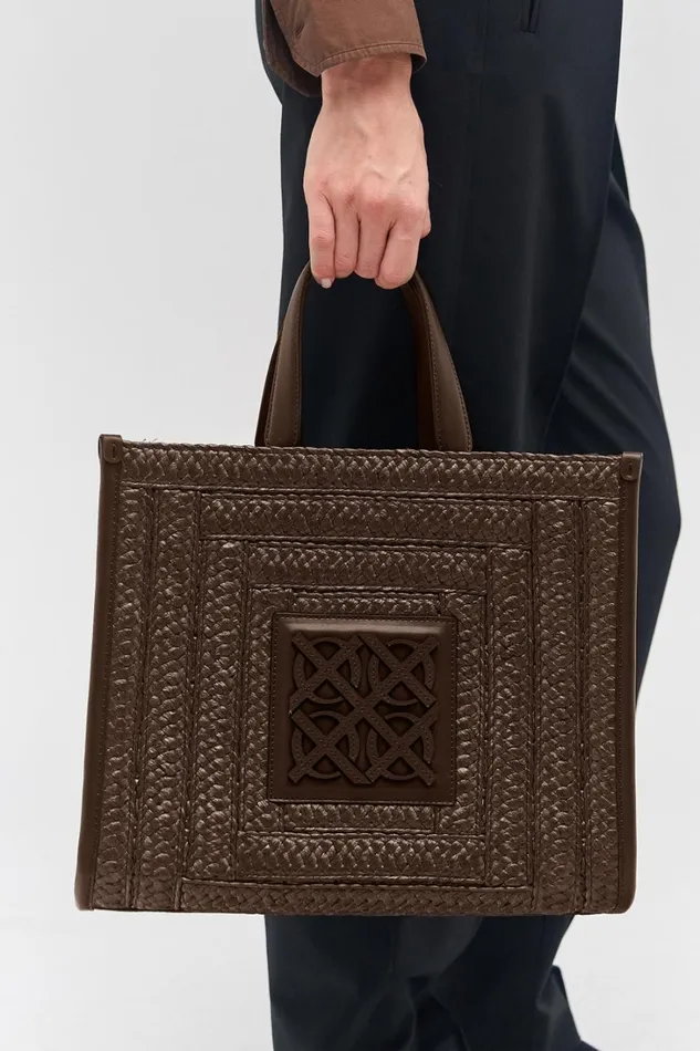 Oroton Lane Straw Medium Tote Mahogany Women Totes Oroton Lane Straw Medium Tote Mahogany Women Totes