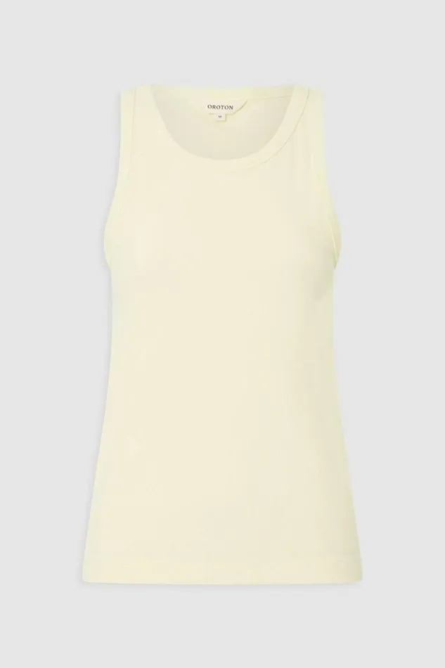 Oroton Lottie Rib Tank Lemon Women Tops