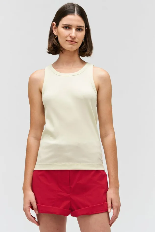 Oroton Lottie Rib Tank Lemon Women Tops Oroton Lottie Rib Tank Lemon Women Tops