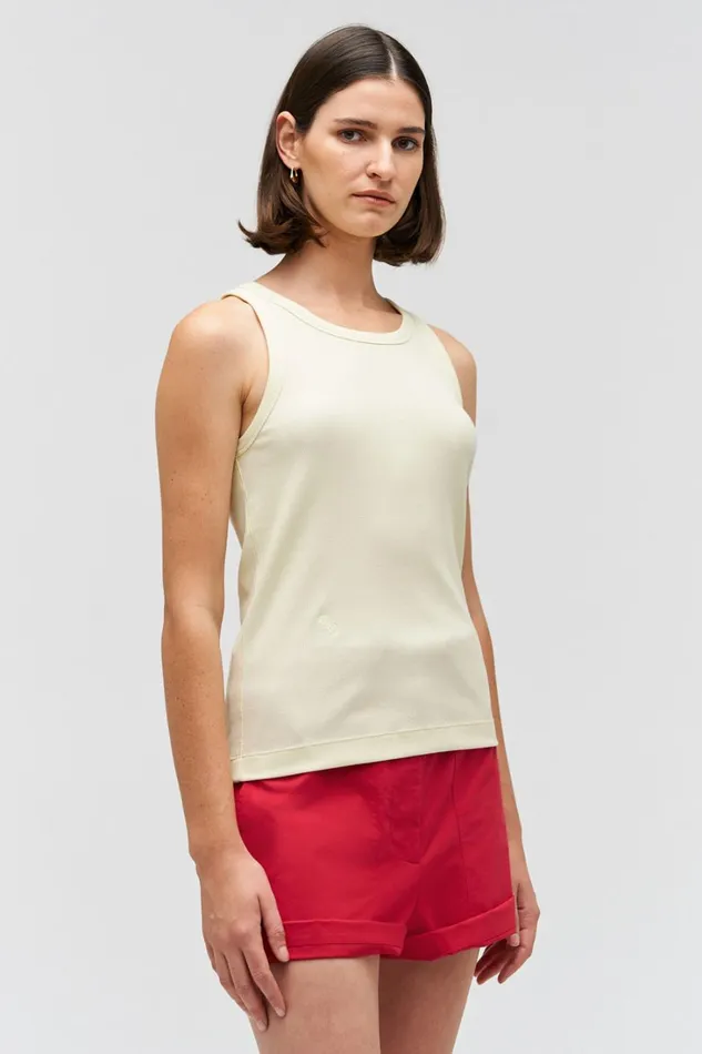 Oroton Lottie Rib Tank Lemon Women Tops Oroton Lottie Rib Tank Lemon Women Tops