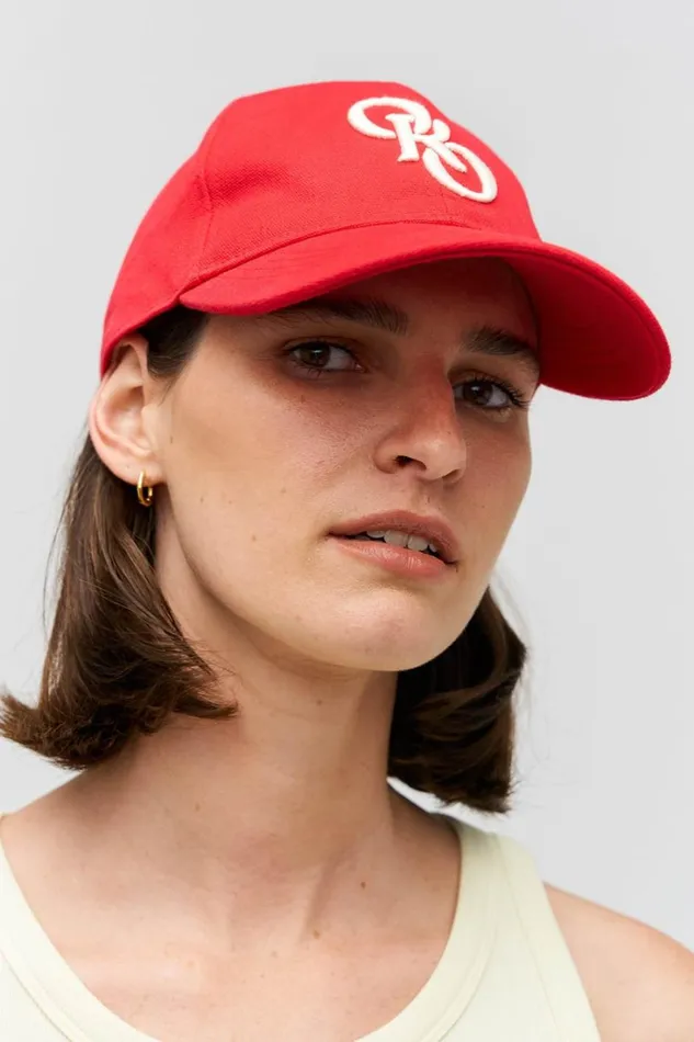 Oroton Oro Logo Cap Market Red Women Hats