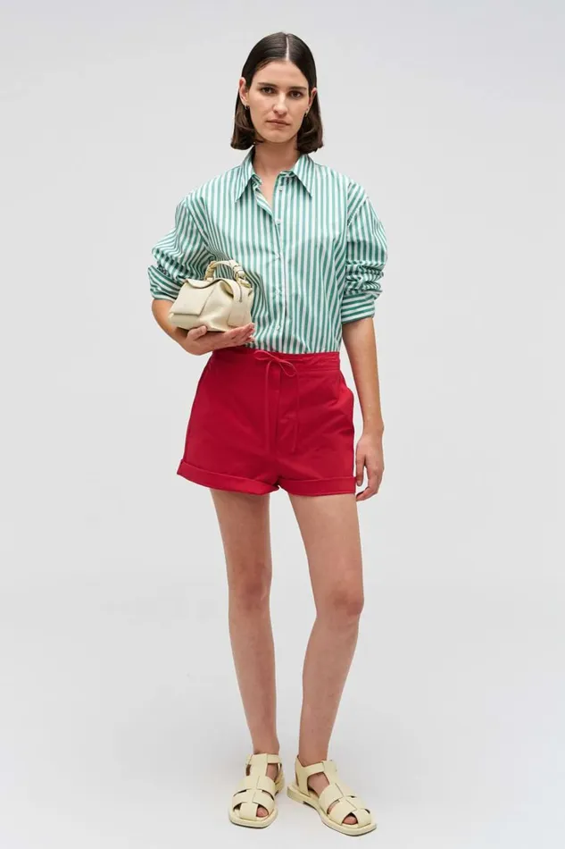 Oroton Oro Yarn Dyed Stripe Shirt Villa Green Women Tops Oroton Oro Yarn Dyed Stripe Shirt Villa Green Women Tops