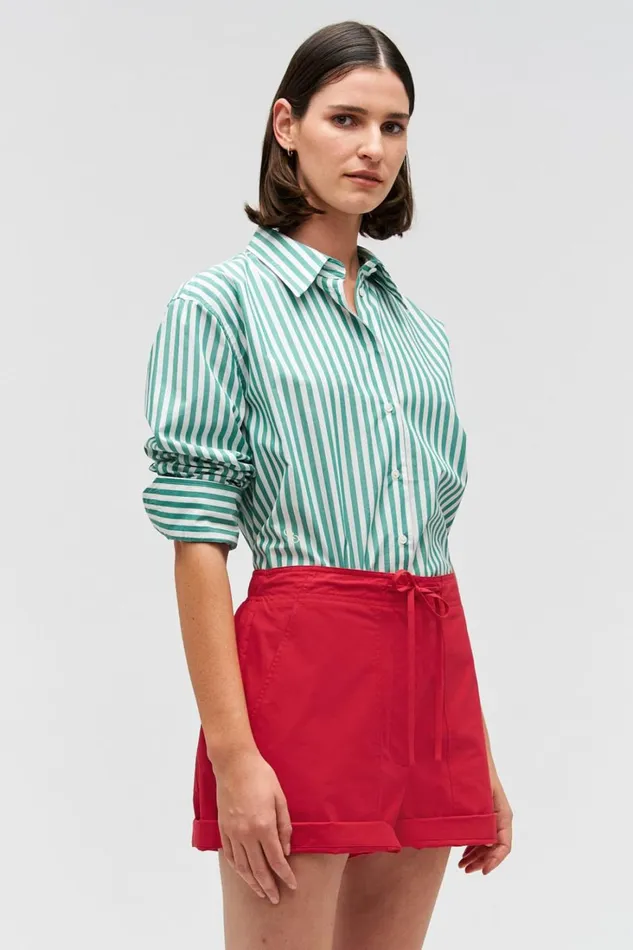 Oroton Oro Yarn Dyed Stripe Shirt Villa Green Women Tops Oroton Oro Yarn Dyed Stripe Shirt Villa Green Women Tops