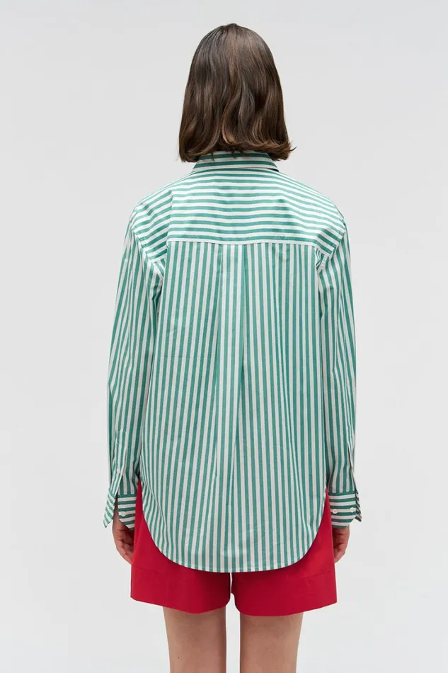 Oroton Oro Yarn Dyed Stripe Shirt Villa Green Women Tops Oroton Oro Yarn Dyed Stripe Shirt Villa Green Women Tops