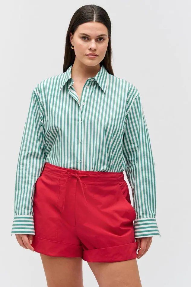Oroton Oro Yarn Dyed Stripe Shirt Villa Green Women Tops Oroton Oro Yarn Dyed Stripe Shirt Villa Green Women Tops