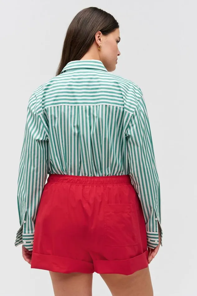 Oroton Oro Yarn Dyed Stripe Shirt Villa Green Women Tops Oroton Oro Yarn Dyed Stripe Shirt Villa Green Women Tops