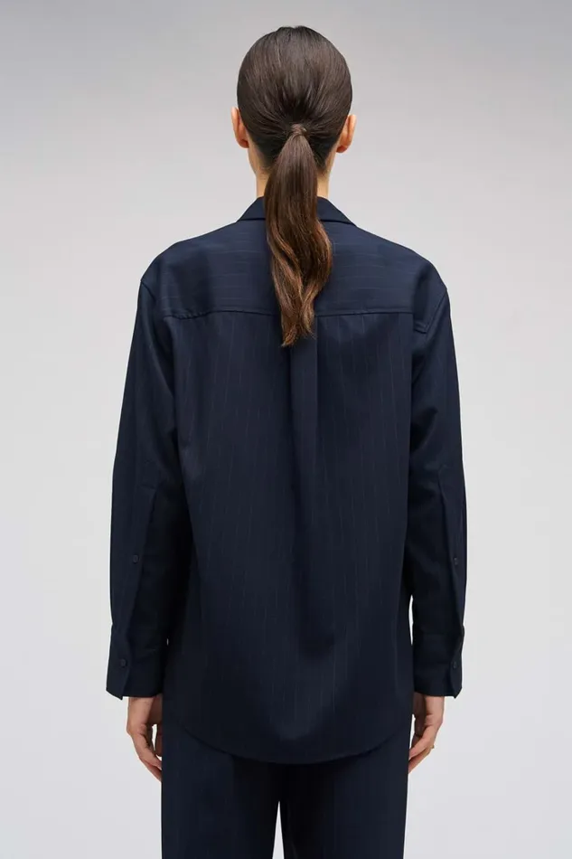 Oroton Pinstripe Overshirt North Sea Women Tops