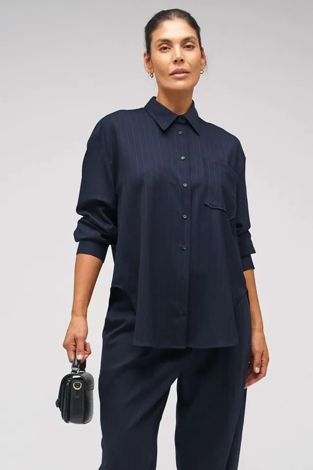 Oroton Pinstripe Overshirt North Sea Women Tops