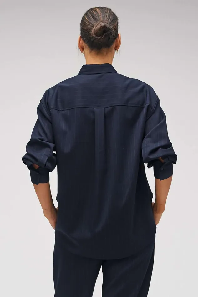 Oroton Pinstripe Overshirt North Sea Women Tops