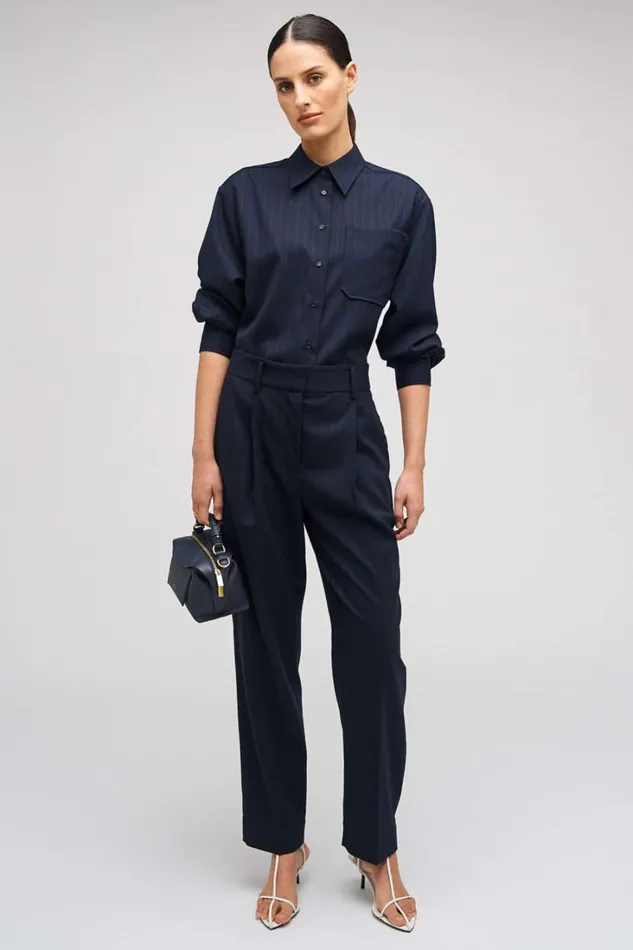 Oroton Pinstripe Overshirt North Sea Women Tops
