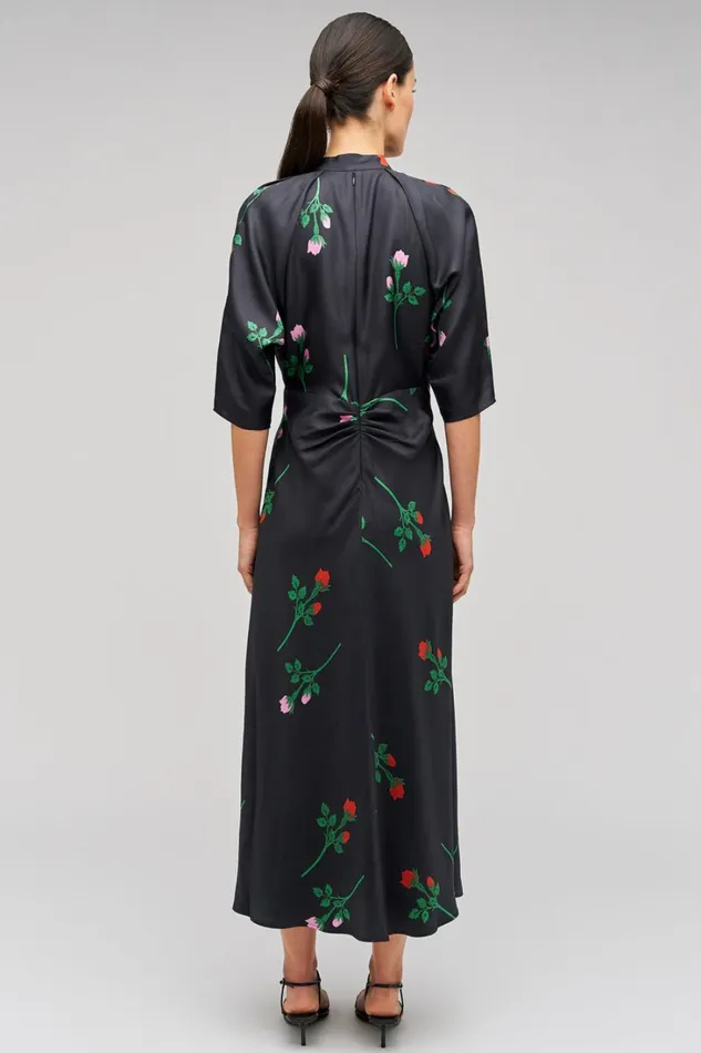 Oroton Rosebud Tie Neck Dress Black Women Dresses Oroton Rosebud Tie Neck Dress Black Women Dresses