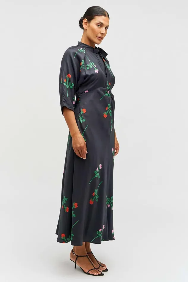 Oroton Rosebud Tie Neck Dress Black Women Dresses Oroton Rosebud Tie Neck Dress Black Women Dresses