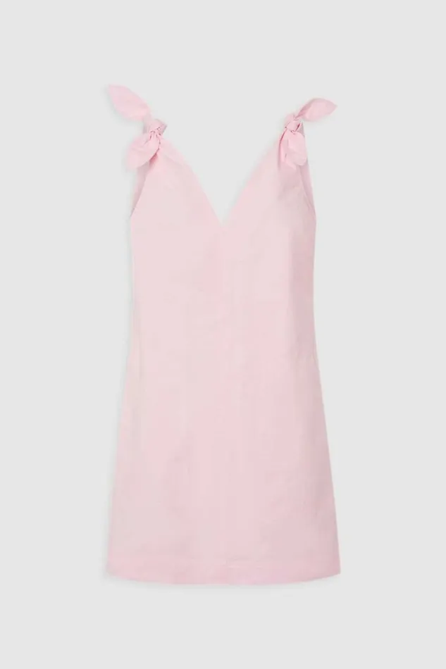 Oroton Tie Shoulder ALine Dress Palest Pink Women Dresses